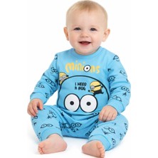 Yenidoğan Erkek Bebek 2'li Takım %100 Pamuk Minions Baskılı Alt Üst Bebek Takımı