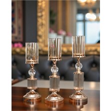 Nadisse Kristal Detaylı Dekoratif Şamdan Seti | Mumluk Takımı