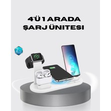 K-Yonlineticaret 4’lü Apple Kablosuz Şarj Standı iPhone Watch ve Airpods Çoklu Şarjlı