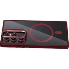 Najmaddin Joko Samsung Galaxy S23 Ultra Remim Lensli Magsafe Standlı Kapak - Bordo