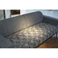 Maki Çizgili Desen Beyaz Koltuk Örtüsü