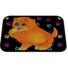 Petesia Elekli Desenli Kedi Tuvalet Önü Paspası 60 x 45 cm Tombul Kedi