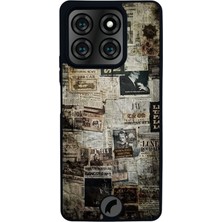 Scaleta Case Reeder S71 Uyumlu Gazete Tasarımlı Glossy Mat Siyah Silikon Telefon Kılıfı