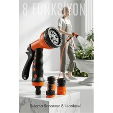 Epilons 8 Fonksiyonlu Ayarlı Hortum Seti Yüksek Basınçlı Araba Yıkama Bahçe Sulama Tabancası