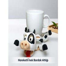 Generic Hareketli Inek Coaster 3D Baskı Mekanik Bardak Altlığı Eğlenceli Masaüstü Dekoratif Ofis Aksesuarı