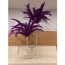 Plus Home Dekoratif Kristal Pirinç Sülün Tüy Obje Mor Gümüş Yükseklik 67 cm
