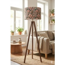 Gül ve Yeşil Yaprak Desenli Kumaş Lambader Başlığı ( Sadece Başlık )