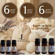 La Patria 6 Adet Xxxl Yün Çamaşır Kurutma Topu - 1 Adet Kese - 6 Adet Esansiyel Ucucu Yağ - Kurutma Makinesi için -