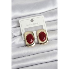 Arenes Bordo Renk Kare Model Vintage Kadın Küpe - Lisinya