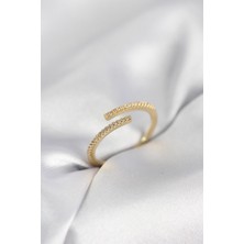 Inure Jewelry Gold Renk Zirkon Taşlı Yılan Tarz Kadın Yüzük