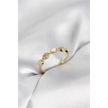 Inure Jewelry Gold Renk Minimal Kalp Model Zirkon Taşlı Pirinç Kadın Yüzük