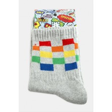 Starseven Satranç Desenli Kolej Çorap 8*28