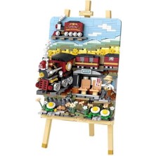 Osense LZ-1296 Loz Tren Istasyonu Ahşap Boyama 758 Parça Block Oyuncak