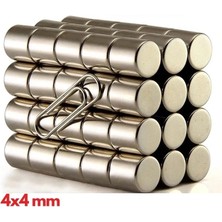 K-Yonlineticaret 100 Adet 4x4 mm Yuvarlak Neodyum Mıknatıs N35 Güçlü Magnet Nikel Kaplama