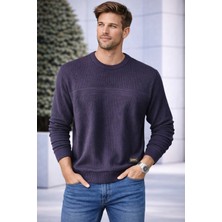 İnce Moda Giyim Dokulu Bisiklet Yaka Erkek Triko Kazak – Lacivert