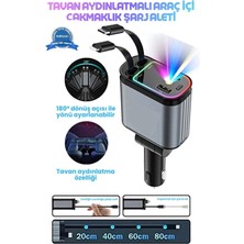 İntora LED Işık Tavan Aydınlatmalı 66W 4’1 Çift Kablolu Hızlı Şarj 3.4A Araç Içi Çakmaklık Şarj Aleti