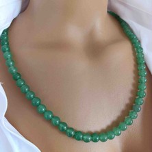 Mga Doğaltaş Yeşil Akik Taşı 8 mm Doğal Taş Kolye – %100 Gerçek Hakiki – Şans ve Koruma Taşı – Çelik Zincirli – 45-55 cm – Sertifikalı – Mdf Hediye Kutulu