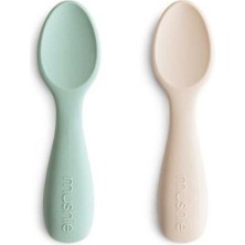 Mushie Ikili Silikon Kaşık - Cambridge Blue - Shifting Sand