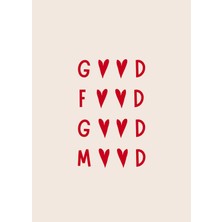 Miyrem-Dekoratif Good Food Good Mood Duvar Posteri - Kırmızı & Krem Mutfak Tablosu