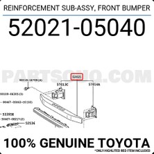 TŞT Toyata Avensis Ön Tampon Demiri 2003- (Oem No:  5202105040)