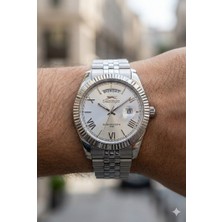 Slazenger 41MM Erkek Kol Saati | Çelik Kordonlu, Gümüş Kadran, Day Date Tasarım, 10ATM