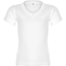 Erdem Kız Çocuk Beyaz %100 Pamuklu Kısa Kollu 6'lı Paket Ribana Atlet 4000