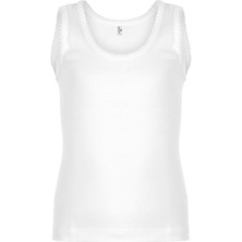 Erdem Kız Çocuk Beyaz %100 Pamuklu Geniş Askılı 6'lı Paket Ribana Atlet 4001