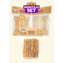 Eva & Wall-e Doğal Köpek Kemiği & Burgu Çubuk Seti | 12CM %100 Doğal Kemik + 100G Naturel Burgu Çubuk 3’lü Set