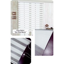 YS Perde Tasarım Modern Dar Plise Beyaz Zebra Stor Perde , Alüminyum Kasalı Yüksek Kaliteli - Beyaz DP4521/V01