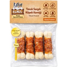 Eva & Wall-e Tavuk Sargılı Beyaz Sığır Derisi Diş Kaşıma Köpek Kemiği Küçük Irk Köpekler Için 7 cm 4 Adet