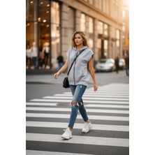 Kapüşonlu Kanguru Cepli Fermuarlı Oversize Kolsuz Yelek Unisex