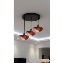 Eyzhen Bohem Şekil Verilebilir Bordo 3’lü Avize Rustik Dekoratif Salon Mutfak Oturma Odası Aydınlatma