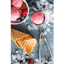 Unbranded Lüks Paslanmaz Çelik Dondurma Kaşığı - Mekanizmalı Profesyonel Servis ve Kurabiye Porsiyonlayıcı