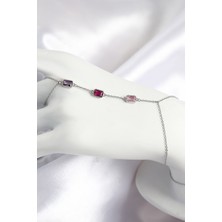 Solenya Pirinç Renkli Zirkon Taşlı Dikdörtgen Model Gümüş Renk Kadın Şahmeran