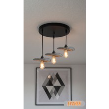 Eyzhen Bohem Şekil Verilebilir Gri 3’lü Avize Rustik Dekoratif Salon Mutfak Oturma Odası Aydınlatma