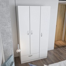 Decorotika Gabi 3 Kapaklı Çekmeceli Gardırop - Beyaz
