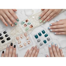 Generic 10 Farklı Çeşit Papatya Desenli ve Degrade Geçişli Takma Tırnak Seti - Kendinden Yapışkanlı