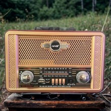 By Nevser® Retro, Nostaljik, Ahşap Tasarım Bluetooth Hoparlörlü, Şarjlı, Taşınabilir Otantik Tasarımlı Fm/am Destekli Radyo NS8098