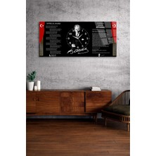 Olinpa Kırılmaz Cam Duvar Saati , Hem Tablo Hem Saat Atatürk Istiklal Marşı Tasarım Ev Ofis Hediyesi