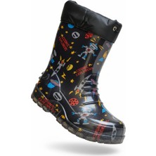 Zenege Çocuk Kürklü Yağmur ve Kar Çizmesi Su ve Soğuk Geçirmez Kaymaz Taba