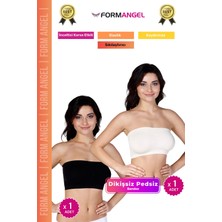 Form Angel #bandeo Seamless Toparlayıcı Kadın Basic Örme Dikişsiz Pedsiz Bandeo Büstiyer 2'li Set