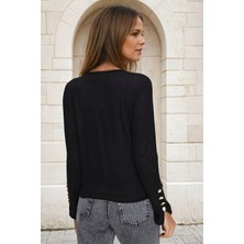 Bacc Siyah Yumuşak Dokulu Düğme Detaylı Hırka BCBSK-25700-3007