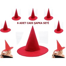 K-Yonlineticaret Kırmızı Keçe Cadı Şapkası Yetişkin-Çocuk Uyumlu