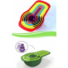 By Nevser® Pratik Ölçü Kaşığı Kabı 5li Şeker Baharat Sıvı Ölçer Aparat