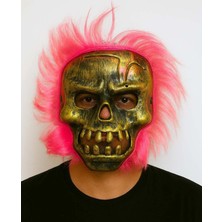 K-Yonlineticaret Wild Skull - Bakır Kafatası Pembe Saçlı Iskelet Maske