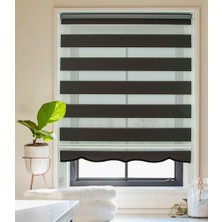 YS Perde Tasarım Lüx Pliseli Siyah Renkli Zebra Stor Perde , Alüminyum Kasalı Yüksek Kaliteli - Siyah DP7863/V03