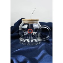 Vetrin 400 ml Bambu Kapaklı Brosilikat Ahtapot Kupa Bardağı