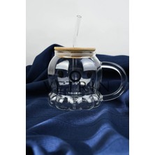 Vetrin 400 ml Bambu Kapaklı Brosilikat Ahtapot Kupa Bardağı