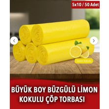 Limon Kokulu 65X70 Büzgülü Büyük Boy Çöp Torbası 5X10 50 Adet