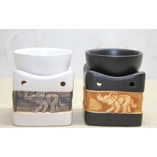 Glowify Store Seramik Fil Kabartmalı Buhurdanlık